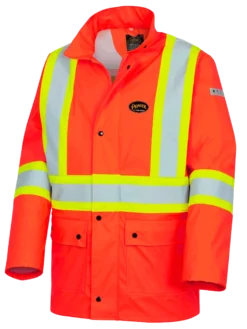 Flame Resistant Work Wear Pioneer FR/PU Hi Viz Waterproof Safety Jacket With Pockets | Orange | Sizes XS - 7XL