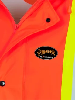 Flame Resistant Work Wear Pioneer FR/PU Hi Viz Waterproof Safety Jacket With Pockets | Orange | Sizes XS - 7XL