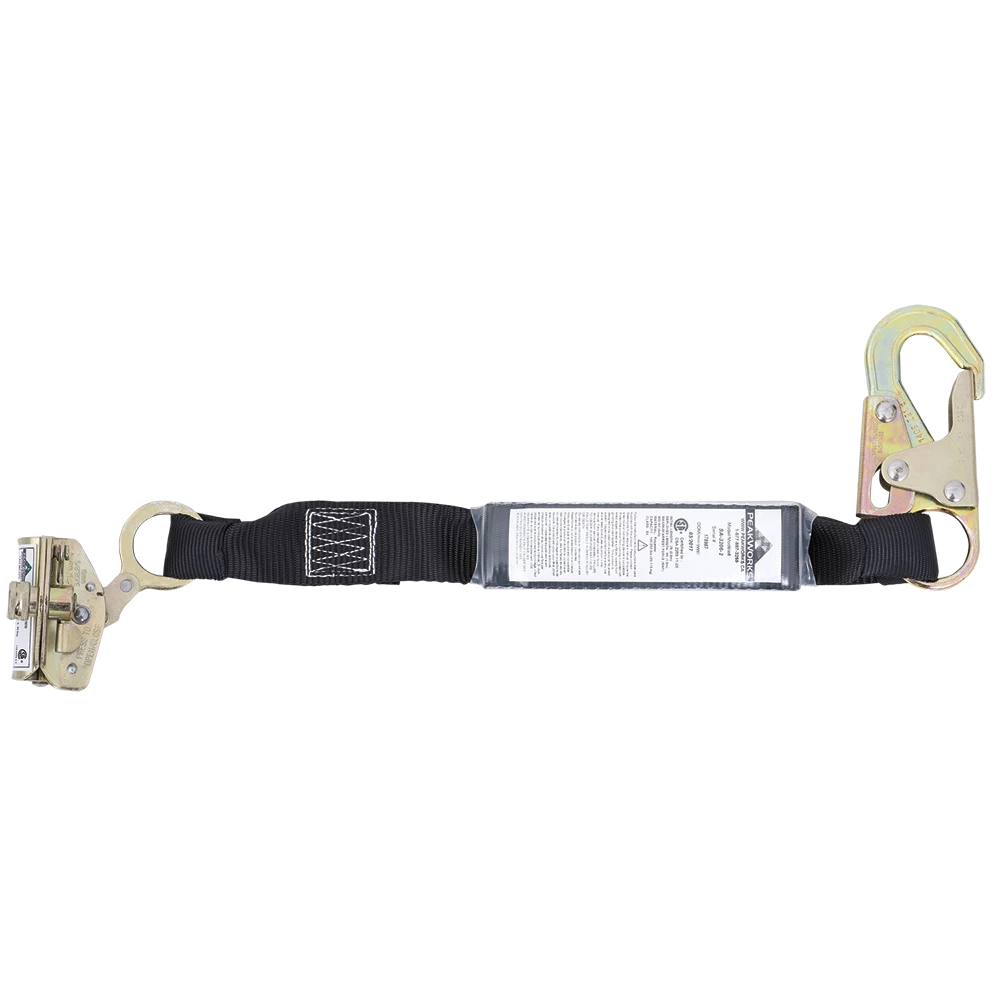 Peakworks E4 Shock Absorbing Lanyard W/ Single Leg Snap & ADP Rope Grab - 2 Ft 3 Peakworks E4 Shock Absorbing Lanyard W/ Single Leg Snap & ADP Rope Grab - 2 Ft