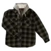Work Wear Tough Duck WS02 Quick Dry Sherpa Lined Zip-Up Hooded Fleece Shirt | Charcoal Plaid | S-3XL