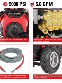Simpson Water Shotgun Cold Water Belt Drive Honda V-Twin GX630 (688cc) Gas Engine Pressure Washer - 5000 PSI - 5.0 GPM Triplex Pump 26 Simpson Water Shotgun Cold Water Belt Drive Honda V-Twin GX630 (688cc) Gas Engine Pressure Washer - 5000 PSI - 5.0 GPM Triplex Pump