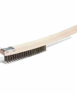Cleanflow Maintenance Supplies Wire Scratch Brush - 14" Wooden Handle - With Scraper