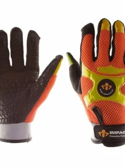 Impacto Hi-Vis Anti-Vibration Mechanic's Style Suede Leather Silicone Grip Glove With Air Glove® Technology Work Gloves