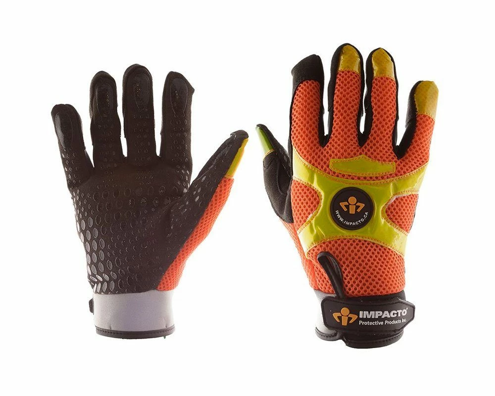 Impacto Hi-Vis Anti-Vibration Mechanic's Style Suede Leather Silicone Grip Glove With Air Glove® Technology Work Gloves 3 Impacto Hi-Vis Anti-Vibration Mechanic's Style Suede Leather Silicone Grip Glove With Air Glove® Technology Work Gloves
