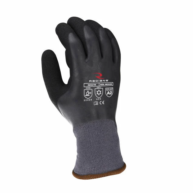 Work Gloves Radians Waterproof Acrylic Lined Winter Work Glove With Sandy Latex Palm - Pack Of 12 Pairs 4 Work Gloves Radians Waterproof Acrylic Lined Winter Work Glove With Sandy Latex Palm - Pack Of 12 Pairs