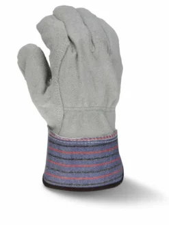 Work Gloves Radians Full Coverage Split Cowhide Leather Work Glove W/ Rubberized Safety Cuff - Pack Of 12 Pairs