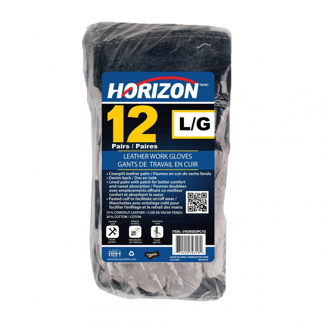 Horizon Denim Back Cowsplit Palm Work Gloves | Pack Of 12 Pairs 4 Horizon Denim Back Cowsplit Palm Work Gloves | Pack Of 12 Pairs