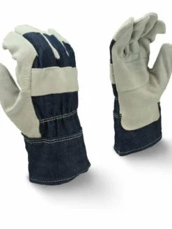 Radians Denim Back Cowhide Palm Leather Work Gloves - Pack Of 12 Pairs