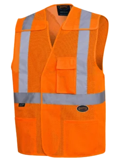 Hi-Vis Work Wear Pioneer Hi Viz Tear-Away Mesh Safety Vest W/ 2" Tape | Sizes Small - 5XL