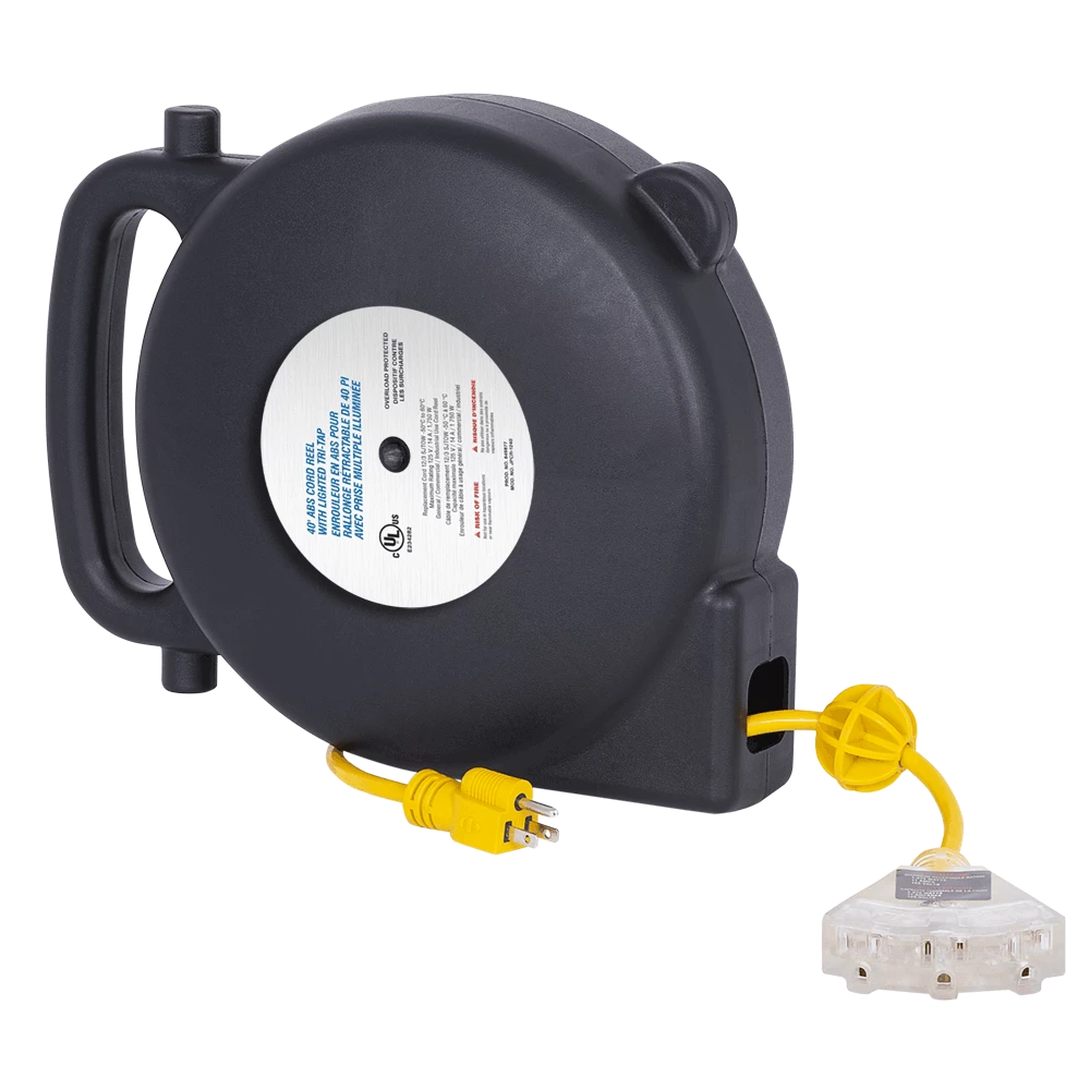 Startech Steel Retractable Extension Cord Reel - SJTW 12/3 - Triple Outlet - 40 Ft Length Lighting 3 Startech Steel Retractable Extension Cord Reel - SJTW 12/3 - Triple Outlet - 40 Ft Length Lighting