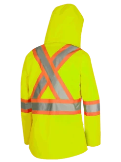 Hi-Vis Work Wear Pioneer "The Rock" Women's 300D Oxford Polyester Waterproof Safety Rain Jacket