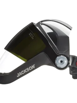 Jackson Safety Personal Protective Equipment Jackson Quad 500® Series Hard Hat Mountable Complete Faceshield With 370 Speed Dial™ Ratchet Adjustment - Clear With Flip-Up Shade 8 Window