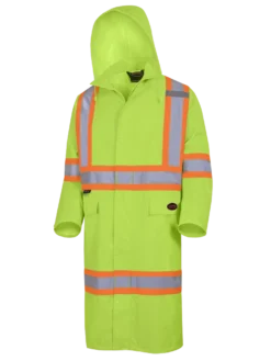 Hi-Vis Work Wear Pioneer The Rock 300D Oxford Polyester Waterproof Safety Long Coat | S-5XL
