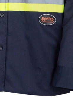 Pioneer Hi Viz Poly/Cotton Work Shirt | Navy | Sizes S - 4XL