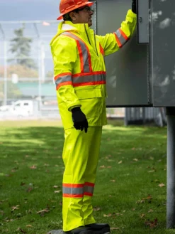 Flame Resistant Work Wear Pioneer Hi Vis FR PU/Cotton Rain Bib Pants | XS-4XL