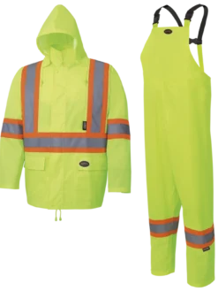 Hi-Vis Work Wear Pioneer 150D Oxford Poly/PVC Hi Vis Rain Suit | S-4XL