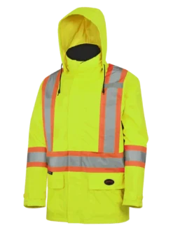 Hi-Vis Work Wear Pioneer 150D Waterproof Hi Vis Rain Jacket | XS-5XL