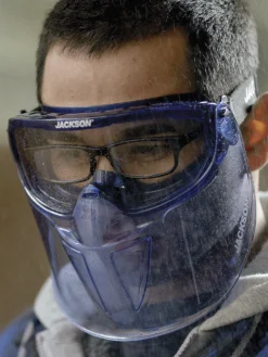 Jackson Safety Jackson GPL550 Prem Safety Glasses W/ Blue Flip Up Chin Guard 15 Jackson Safety Jackson GPL550 Prem Safety Glasses W/ Blue Flip Up Chin Guard
