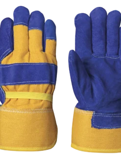 Work Gloves Pioneer 655 Insulated Boa Fleece Fitter's Cowsplit Gloves | Blue/Yellow | Pack Of 12 Pairs