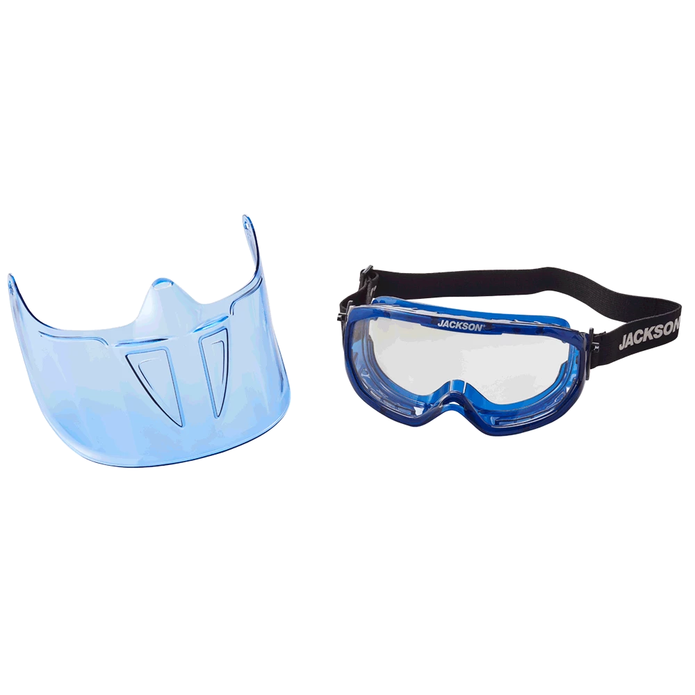 Jackson Safety Jackson GPL550 Prem Safety Glasses W/ Blue Flip Up Chin Guard 4 Jackson Safety Jackson GPL550 Prem Safety Glasses W/ Blue Flip Up Chin Guard