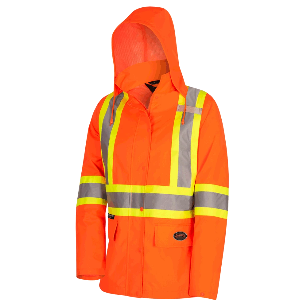 Hi-Vis Work Wear Pioneer "The Rock" Women's 300D Oxford Polyester Waterproof Safety Rain Jacket 7 Hi-Vis Work Wear Pioneer "The Rock" Women's 300D Oxford Polyester Waterproof Safety Rain Jacket