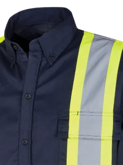 Pioneer Hi Viz Poly/Cotton Work Shirt | Navy | Sizes S - 4XL