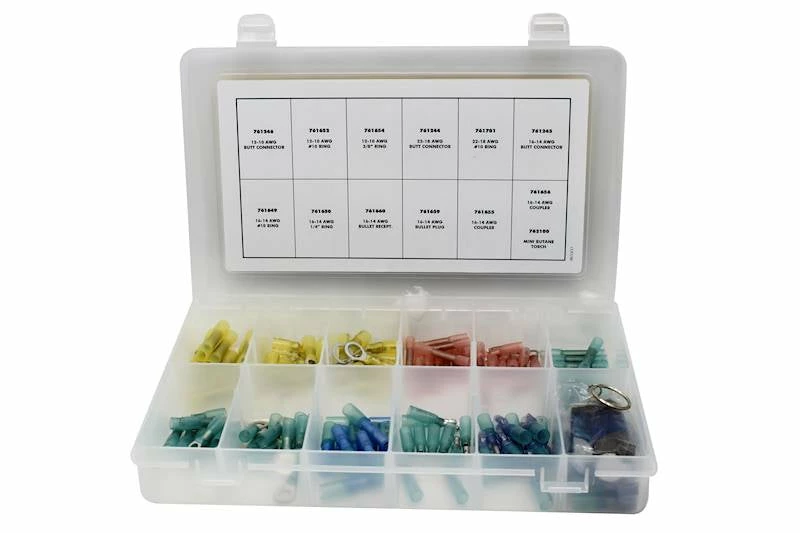 Techspan Crimp 'N' Shrink Terminal Assortment Kit W/ Torch - 120 Pcs 3 Techspan Crimp 'N' Shrink Terminal Assortment Kit W/ Torch - 120 Pcs