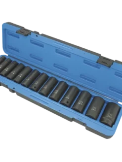 Jet 1/2" Dr. Deep Impact Socket Set - SAE Deep - 6 Point - 13 Piece