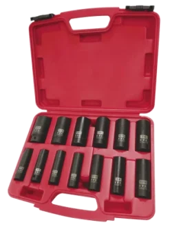 ITC 1/2" Dr. Deep Impact Socket Set - SAE - 6 Point - 13 Piece Power Tool Accessories